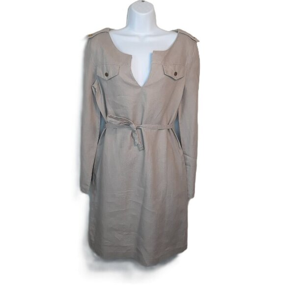 Tory Burch Linen Belted Shift Dress 4 Work Office Party Minimalist Classic - Picture 1 of 10